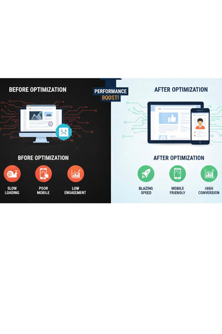 a graphic of before and after website optimization 